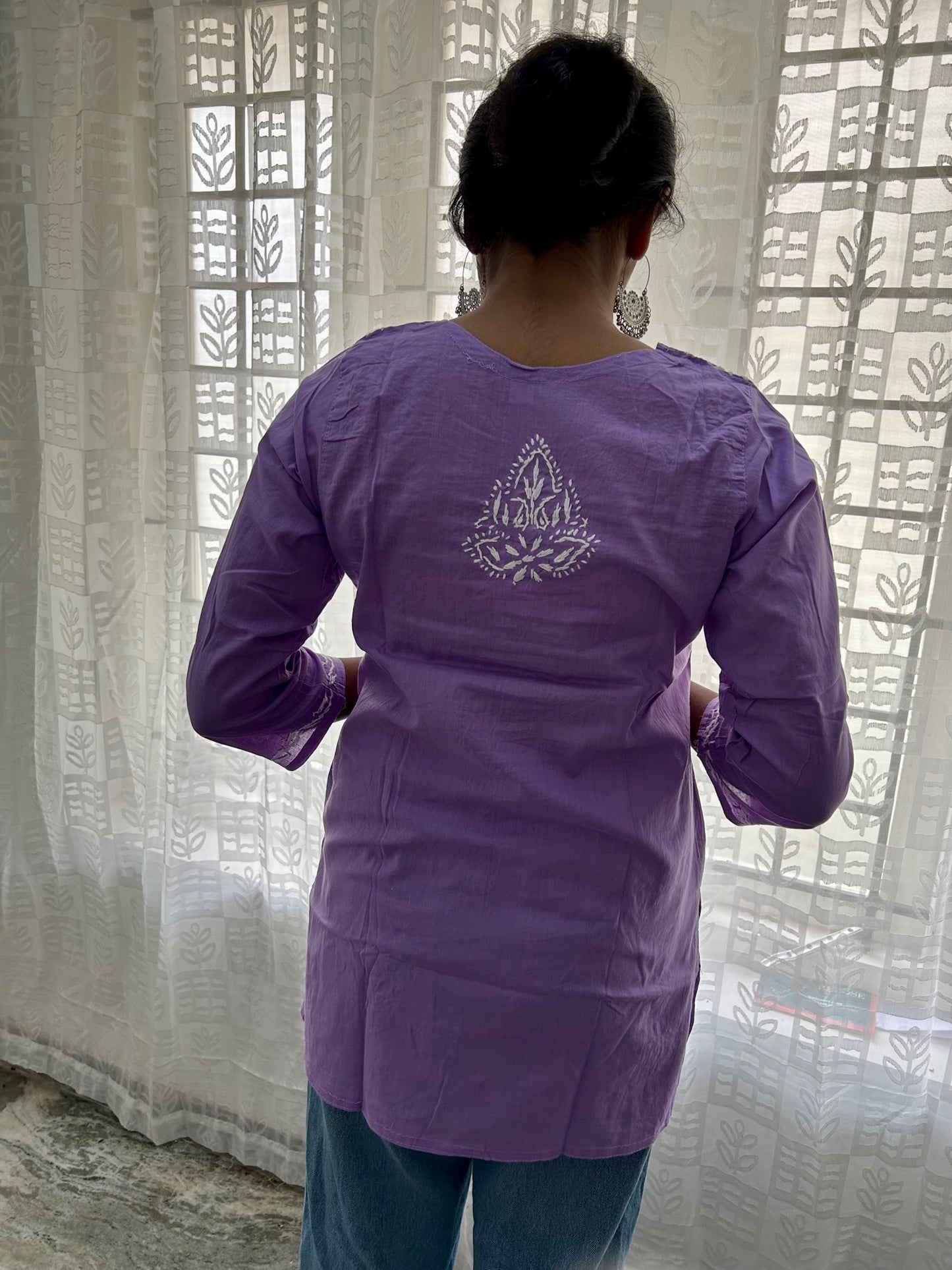 Pure Cotton Lakhnavi Chikankari Short Kurti Top