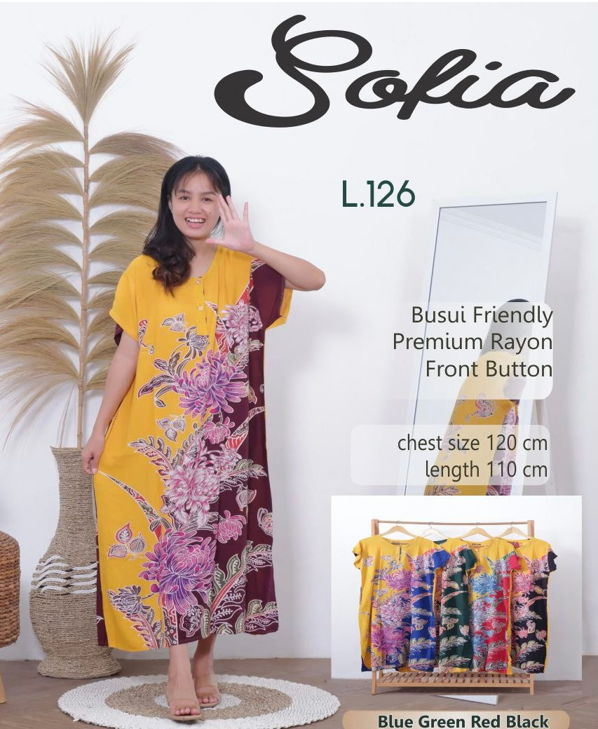 Yellow Floral Printed Indonesian Batik  Dress